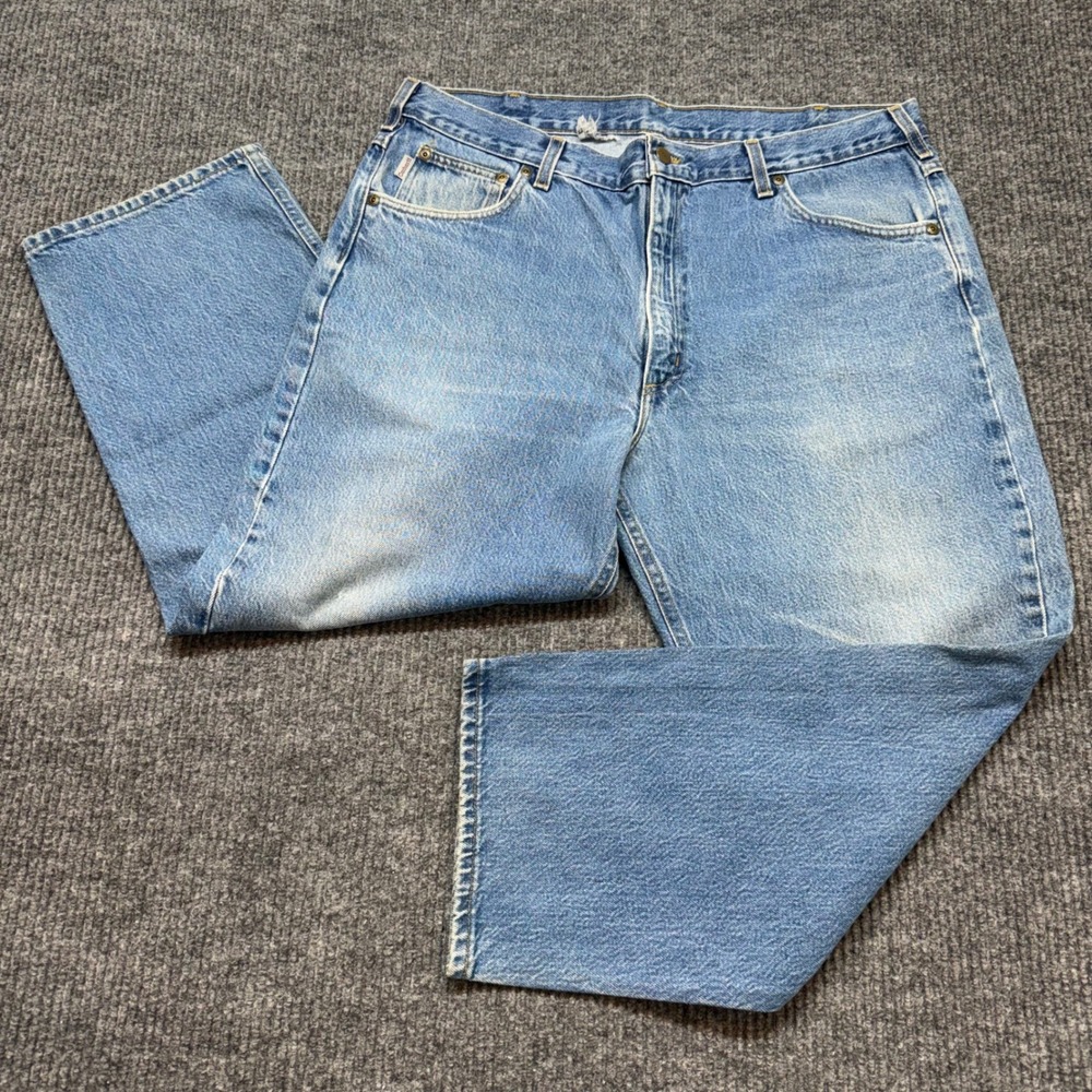 Carhartt Mens 38x26 Light Wash Jeans Straight Leg Workwear Denim